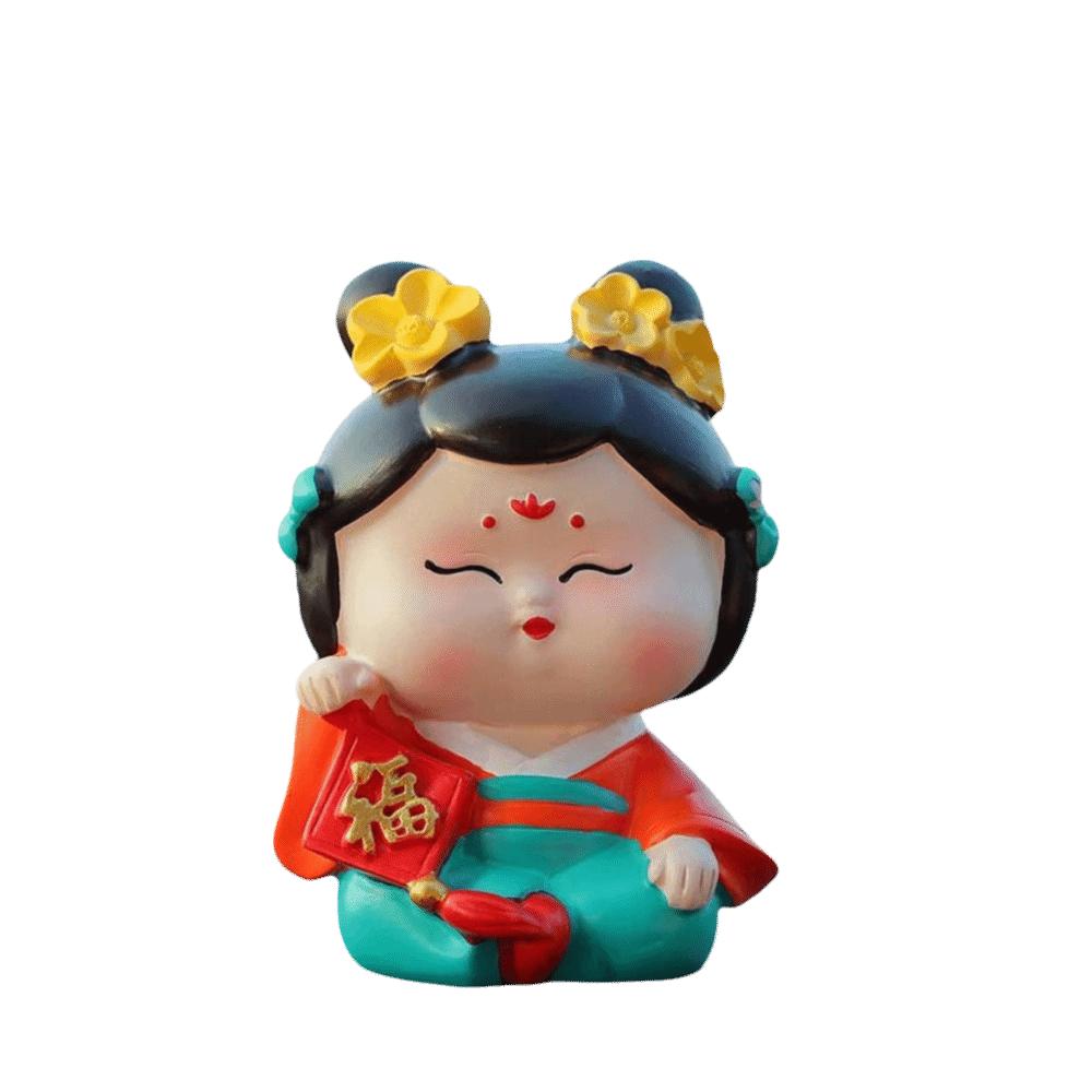 Resin Car Cute Doll Ornament Art Craft Tang Dynasty Woman Figurine  Cabinet