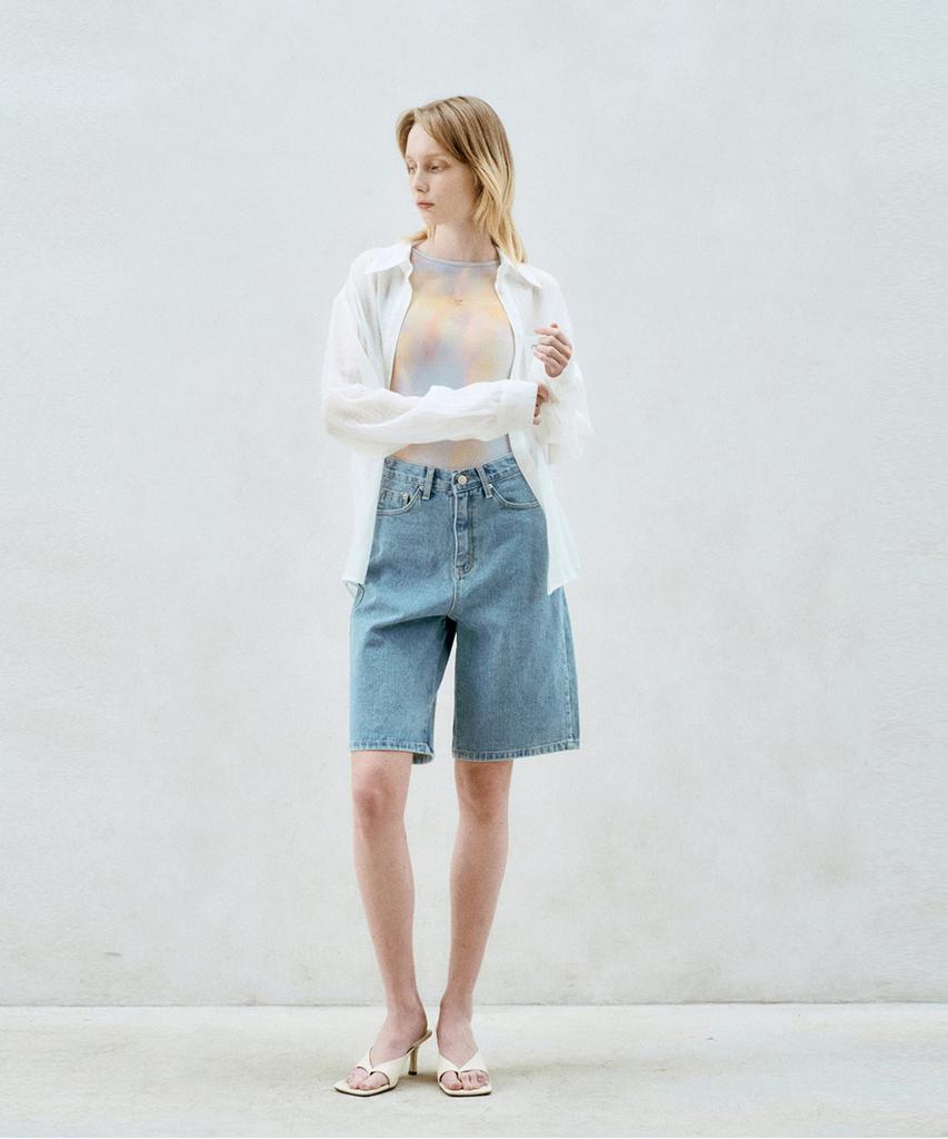 Rie Striped Sheer Shirts White