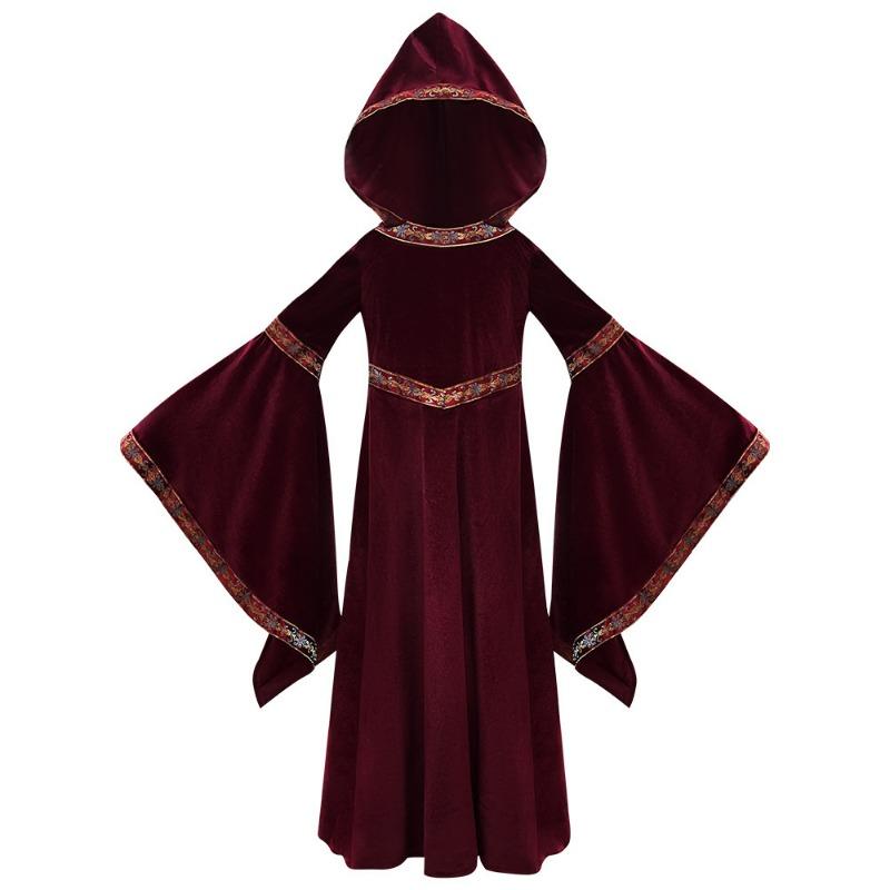 Halloween Parent-Child Costume Girls Party Costume Adult Medieval Burgundy Vampire