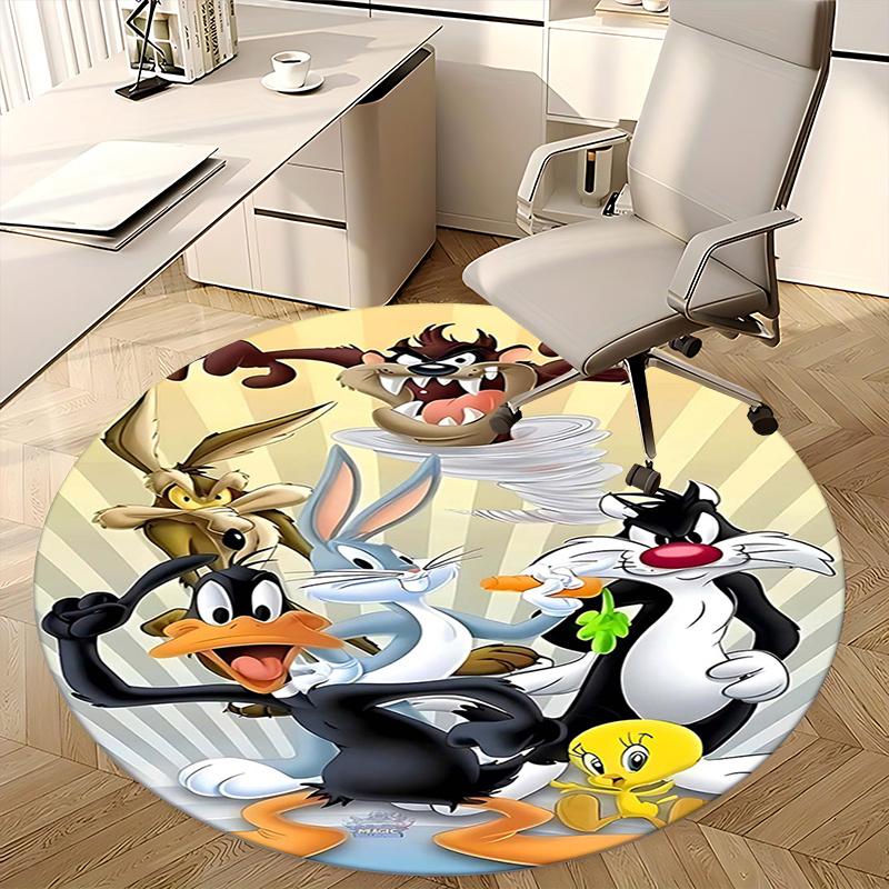 Looney Tunes, Chair mat Round Rug Office carpet, Machine Washable, Non slip, Suitable for Living Rooms, Bedrooms
