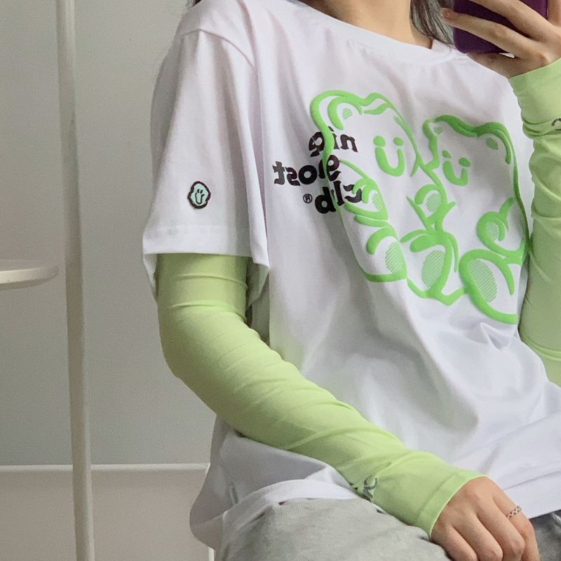

Upper Body Stand down 5 Degrees! South Korea VVC Sun Protection Ice Sleeve Summer UV Protection Thin Ice Silk Mint Green (New Classic) One size