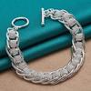 Bracelet Chaîne à Breloques Multiples Cercles en Argent Sterling 925 pour Femme Homme Mode Bijoux de Mariage Fiançailles Vente en Gros