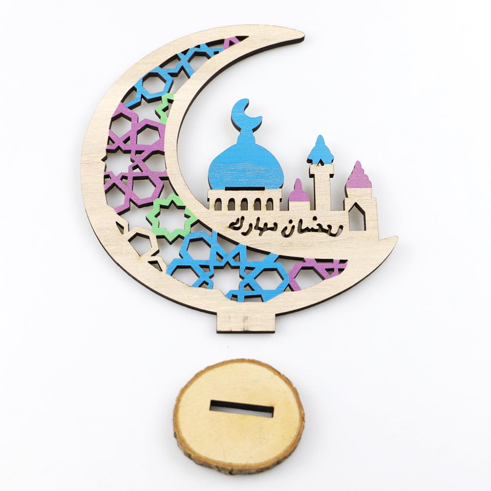 Moon Wooden Ornament Pendant Handicraft Ramadan Decorations Table Craft Ornaments For Home Islamic Muslim Party Eid Decor