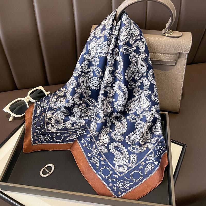 New Square Scarf Women Luxury Paisley Print Soft Satin Hairband Hands Bag Ribbon Foulard Hijab Neckerchief Headband