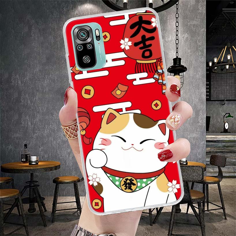 

Счастливый Кот Манеки Неко Японский Мягкий Чехол Для Телефона Для Xiaomi Redmi Note 15 14 14S 13 12 Pro Plus 12S 11 11S 11E 10 10S 11T 5G Funda Redmi Note 13 Pro 5G