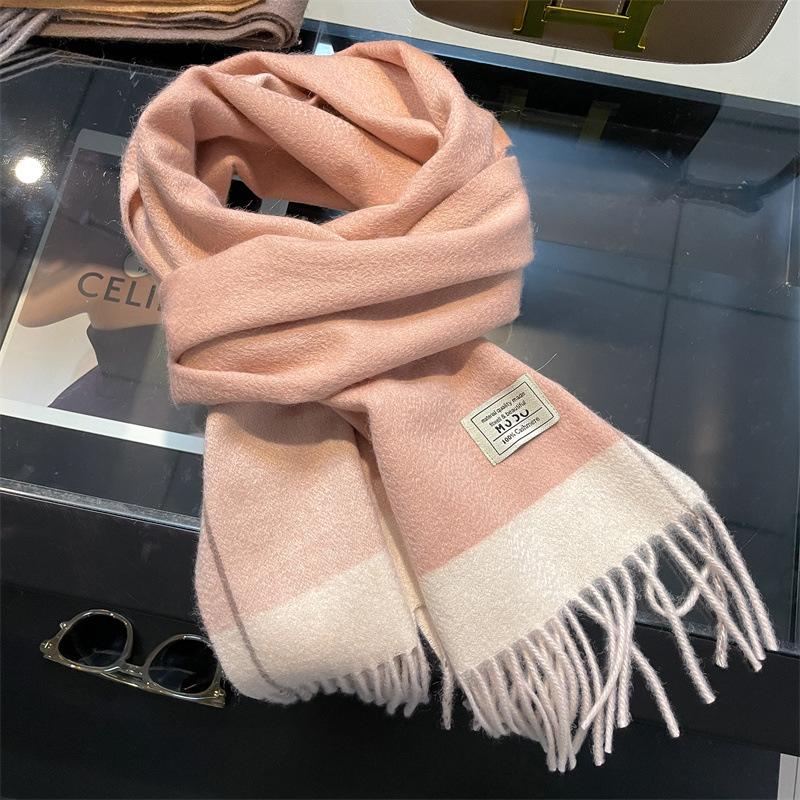 Water ripple pure cashmere double-sided contrasting scarf couple winter women