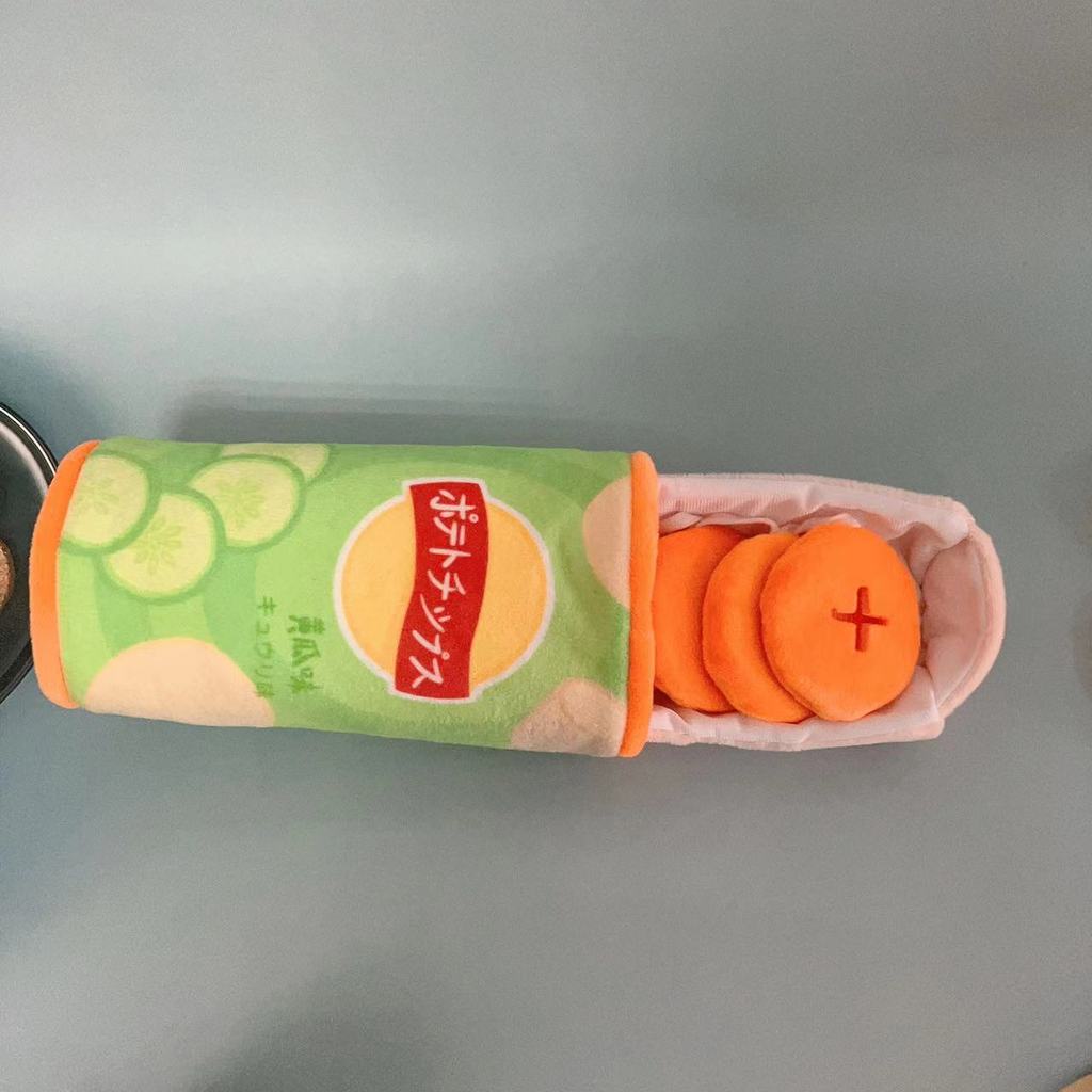 Pet Chew Toy Plush Snack Dispenser With Scented Flavored Chips For Dogs And Cats