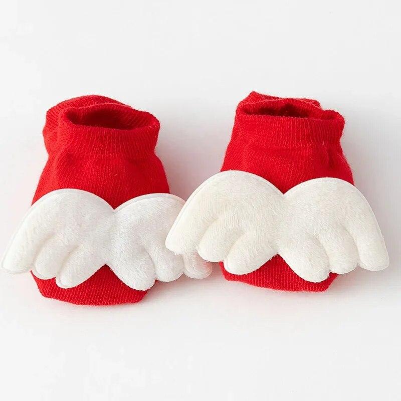 1 Pair Baby Sock Red Color Christmas Series Non-slip Floor Sock for Newborn Boy Girl Thin Indoor Floor Sock for Infant Baby