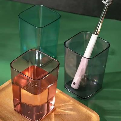 Mundspülbecher Transparent Quadratisch Verdickter Kunststoff Zahnbürstenbecher Haushalt Wasch-Zahnbürstenbecher