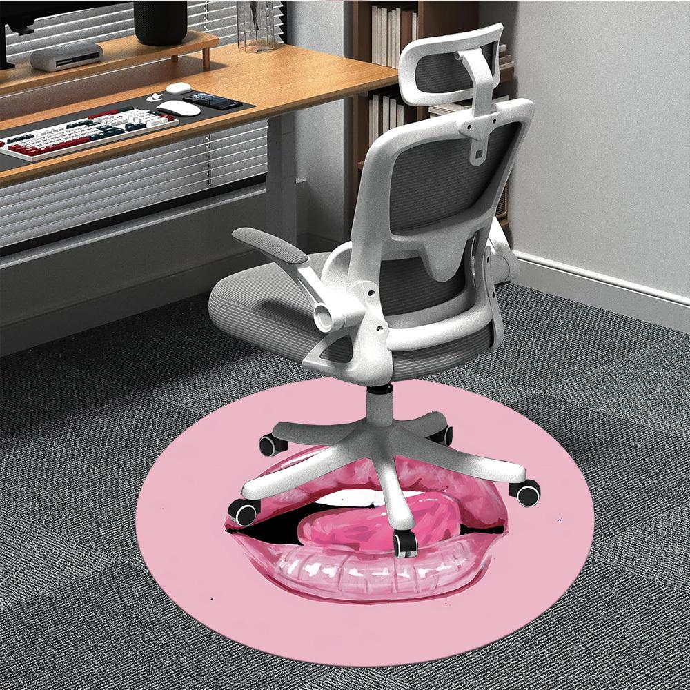 

1pc Lips Pink Chair Carpet for Office, Non-slip, Soft and Durable Office Rug, Perfect for Office yy260131066 80cm by 80cm