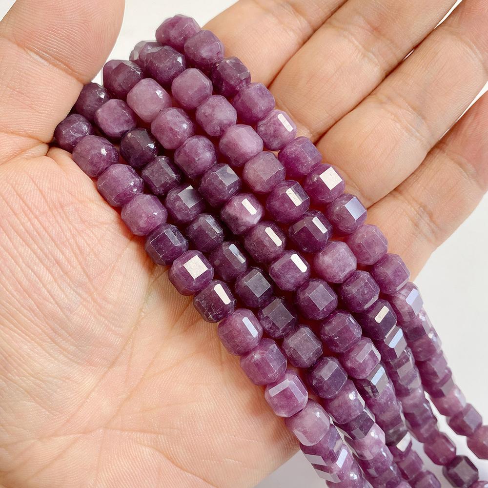 7-8MM Faceted Square Shape Chalcedony Natural Stone Loose Cube Spacer Beads for Jewelry Making Diy Bracelet Accessories