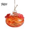 Talos Blown Glass Hummingbird Feeder, Outdoor Hanging Colorful Nectar Feeder with Two Flower Feeding Ports for Garden Backyard Decor