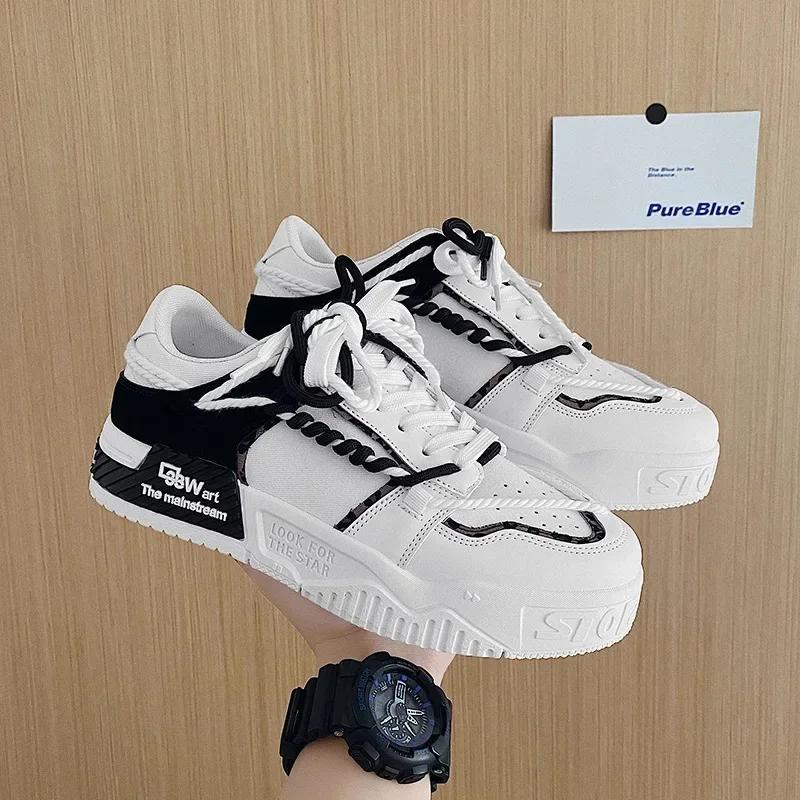 Fashion Sneakers Mens Shoes Designer Men Casual Shoes Trend Two-tone Lace Up Platform Student Shoes Male Vulcanized Zapatillas De Hombre