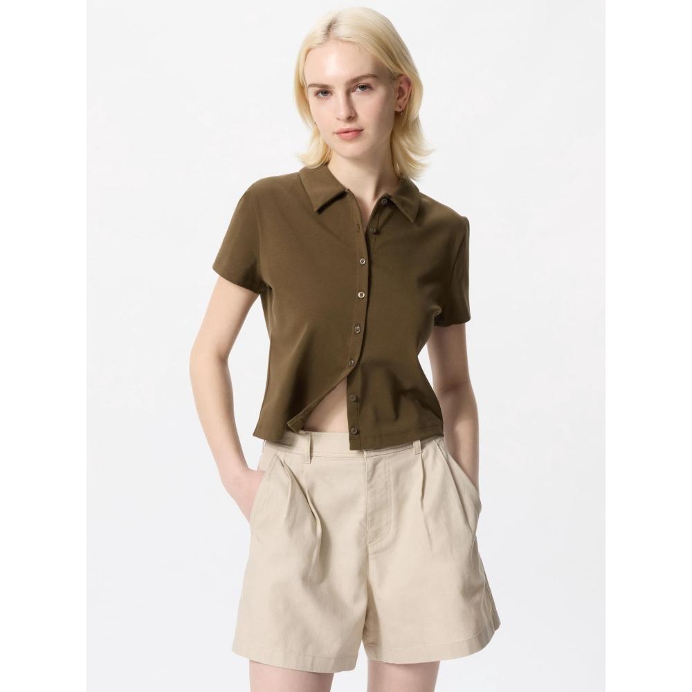 

Uniqlo Япония Мини Поло Рубашка с Коротким Рукавом 00 WHITE/XS