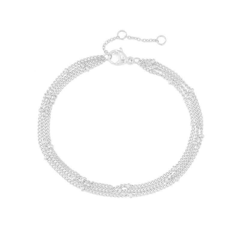 eManco Minimalist Multi-Layer Round Bead Women's Stainless Steel Gold-Plated Bracelet