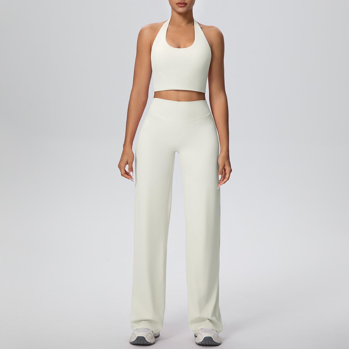 

Women s Cloud Feel Halter Neck Sports Vest and High Waist Wide Leg Yoga Pants Set S