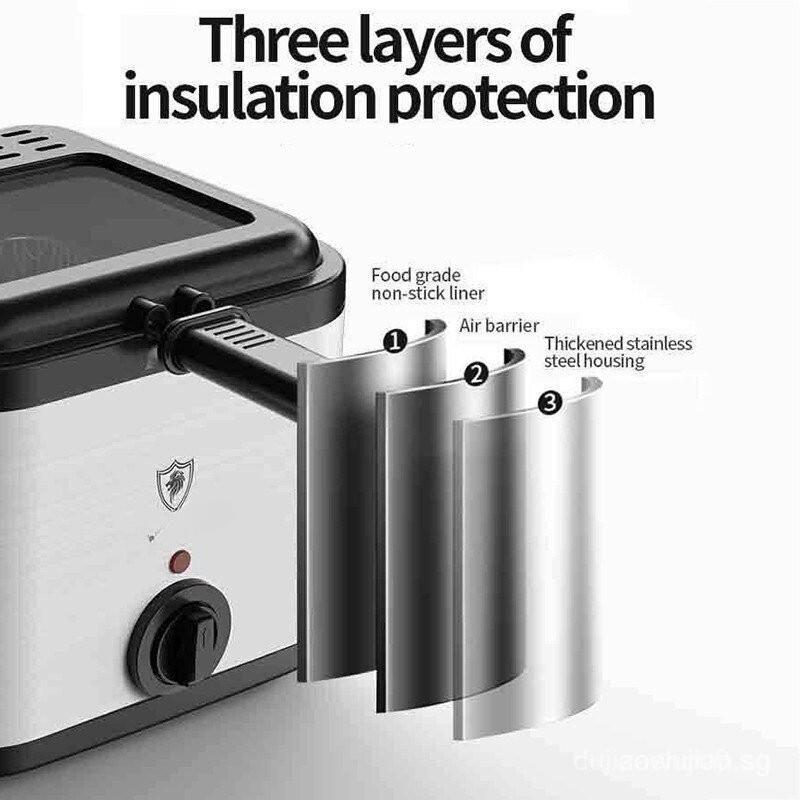2,5 l Großraum Smart Elektrische Fritteuse Ölfritteuse Mechanischer Temperaturregler Frittierkorb aus Edelstahl