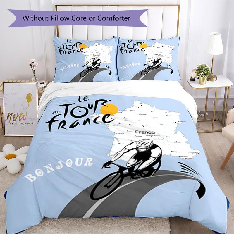 3pcs Tour de France Bedding Set Duvet Cover Closure Includes 1 Duvet Cover & 2 Pillowcases, Soft and Comfortable for All Seasons.