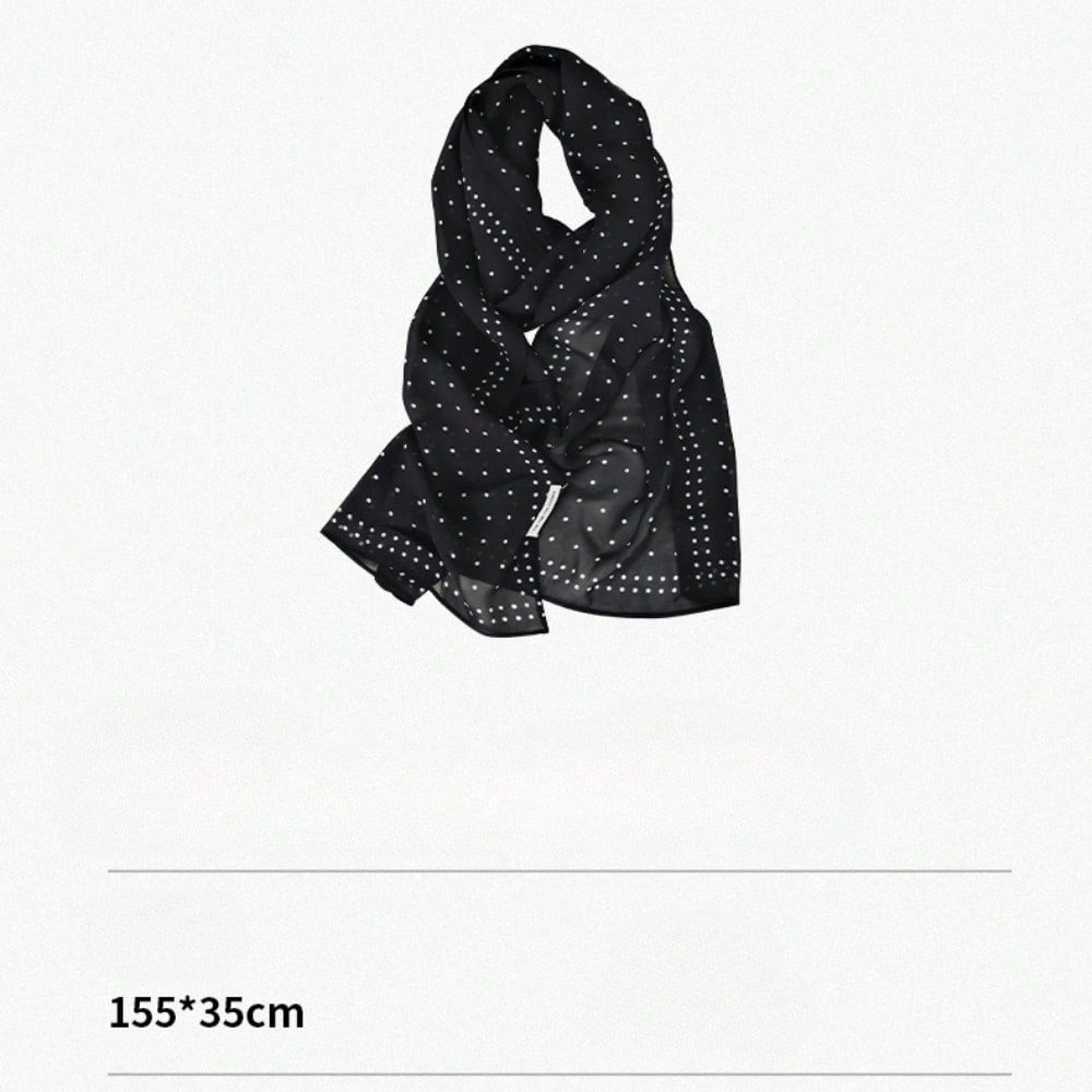 New Korean Silk Scarf Women's Light French Polka Dot Scarf Sunscreen Headscarf Belt Decorative Scarf
