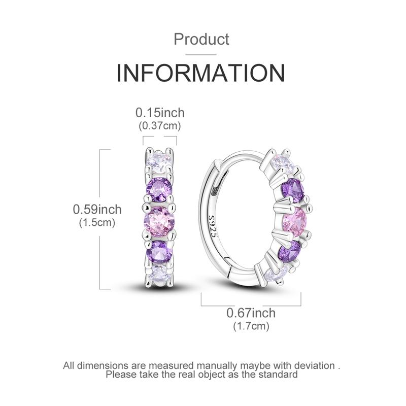 Hot Sales Original 925 Sterling Silver Purple Zircon Hoop Earrings For Women Elegant Jewelry Gift