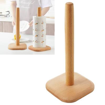 Wood Paper Towel Holder Standing Wooden Paper Towel Stand for Kitchen Countertop Dining Table Square Base