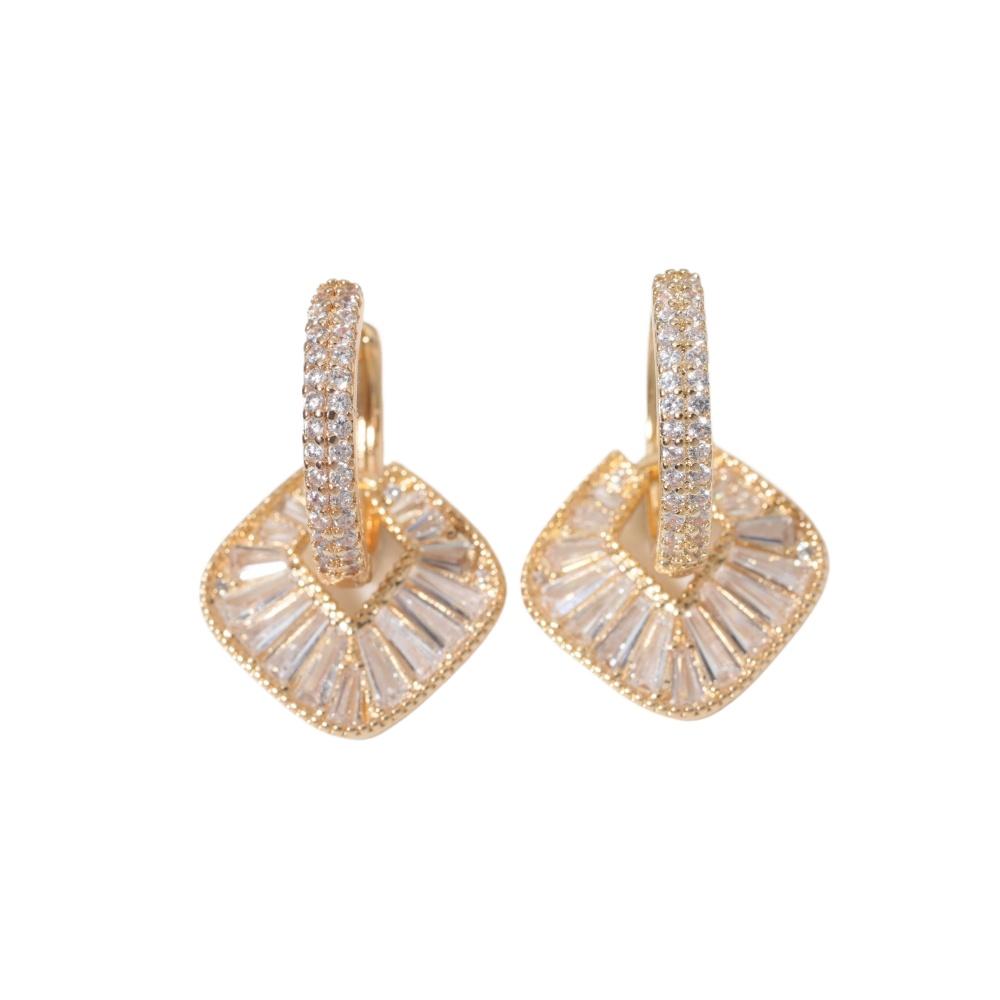 1 Pair Fashion Square Zirconia Dangle Earrings for Women Jewelry Wedding Party Accessories