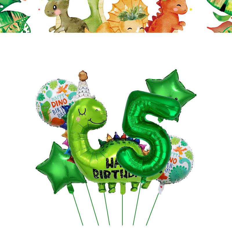 Dinosaur Birthday Decoration Party Supplies Set Cup Plate Tablecloth Dinosaur Balloons Happy Banner Cake Topper for Kids Favors