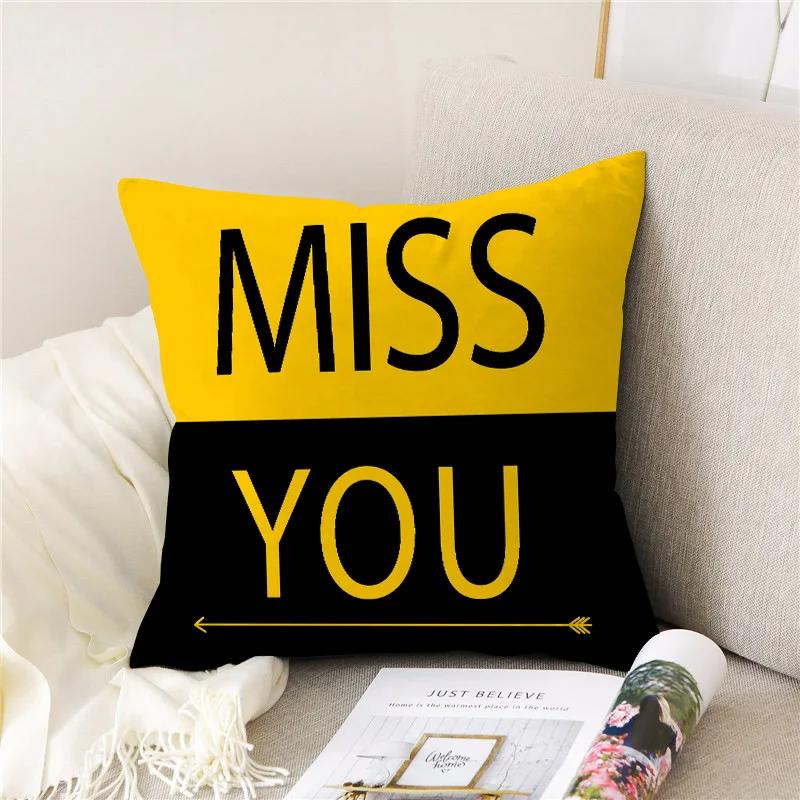 Yellow and Black Cartoon Bear Giraffe Throw Pillow Case Geometric Cushion Covers for Home Sofa Chair Decorative Pillowcases