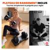 Quick-Adjustable Dumbbells, 5 Levels, 2 X 11 Kg, Safety Lock, Non-Slip Handle, Storage Bases, Black