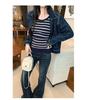 2025 Autumn/Winter Women's Striped Slim-Fit Knit Top - Versatile Inner Layer or Outerwear with High-End Feel