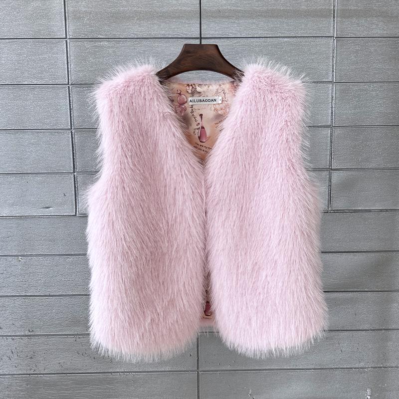 

Women s 2026 Autumn/Winter Faux Fur Sleeveless Vest Small