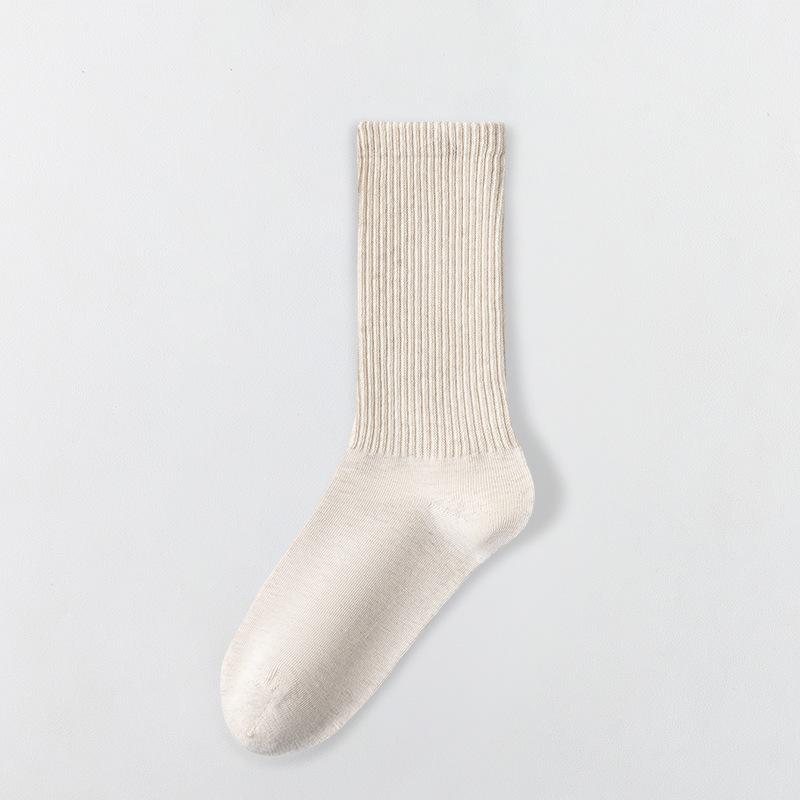 Women's Pure Cotton Mid-calf Socks, Pure Cotton Antibacterial, Deodorizing, Anti-pilling, All-cotton Solid Color, Comfortable