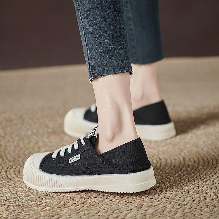 Black board shoes women's summer breathable thick-soled two wear ugly cute women's shoes new sports and leisure thin canvas shoes