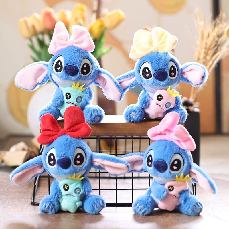 14cm Niedliche Lilo & Stitch Spielzeuge Lilo Stitch Plüschpuppe Schlüsselanhänger Blauer Stitch Weich Gefüllt Plüsch Anhänger Dekoration Kindergeschenk