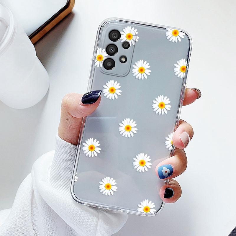 Phone Case For Samsung A53 5G A33 Floral Silicon Cover For Samsung Galaxy A73 Fundas Coque Transparent Soft Capas Flower TPU