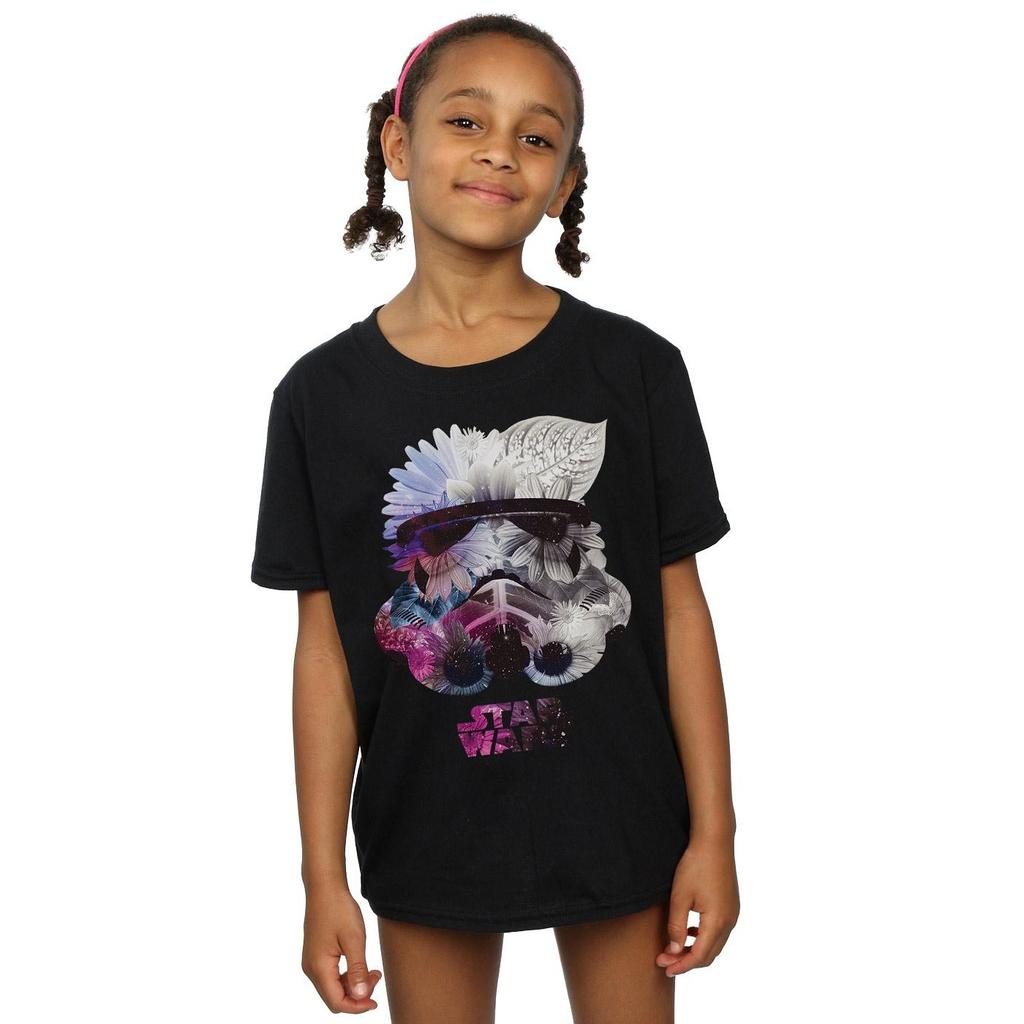 STAR WARS Girls Stormtrooper Floral Helmet Cotton T-Shirt