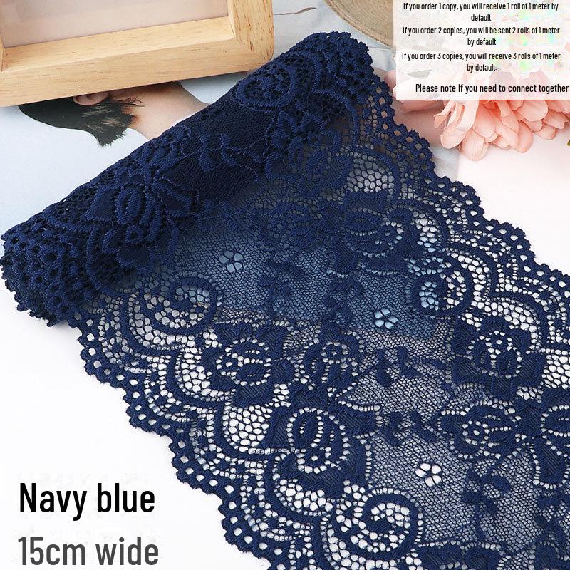 15cm Szeroka Miękka Elastyczna Koronka do Dekoracji Ubrań i Spódnic DIY w Kolorze Białym lub Czarnym