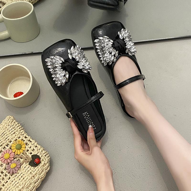 New Women's Mules Bow Square Head Fashionable Slippers Outdoor Casual and Comfortable Dress Women's Shoes 2 Colors Versatile