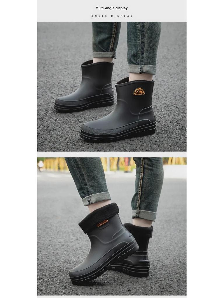 Men's Waterproof Non-Slip Mid-Tube Fashion Rain Boots