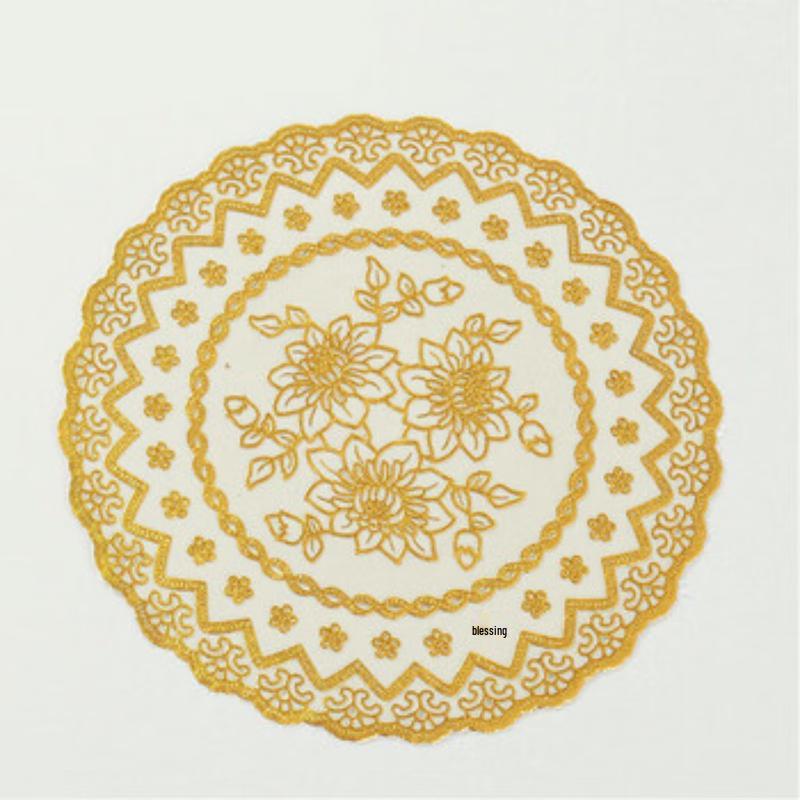 

PVC Round Hollow Hot Stamping Tray Mat 20cm