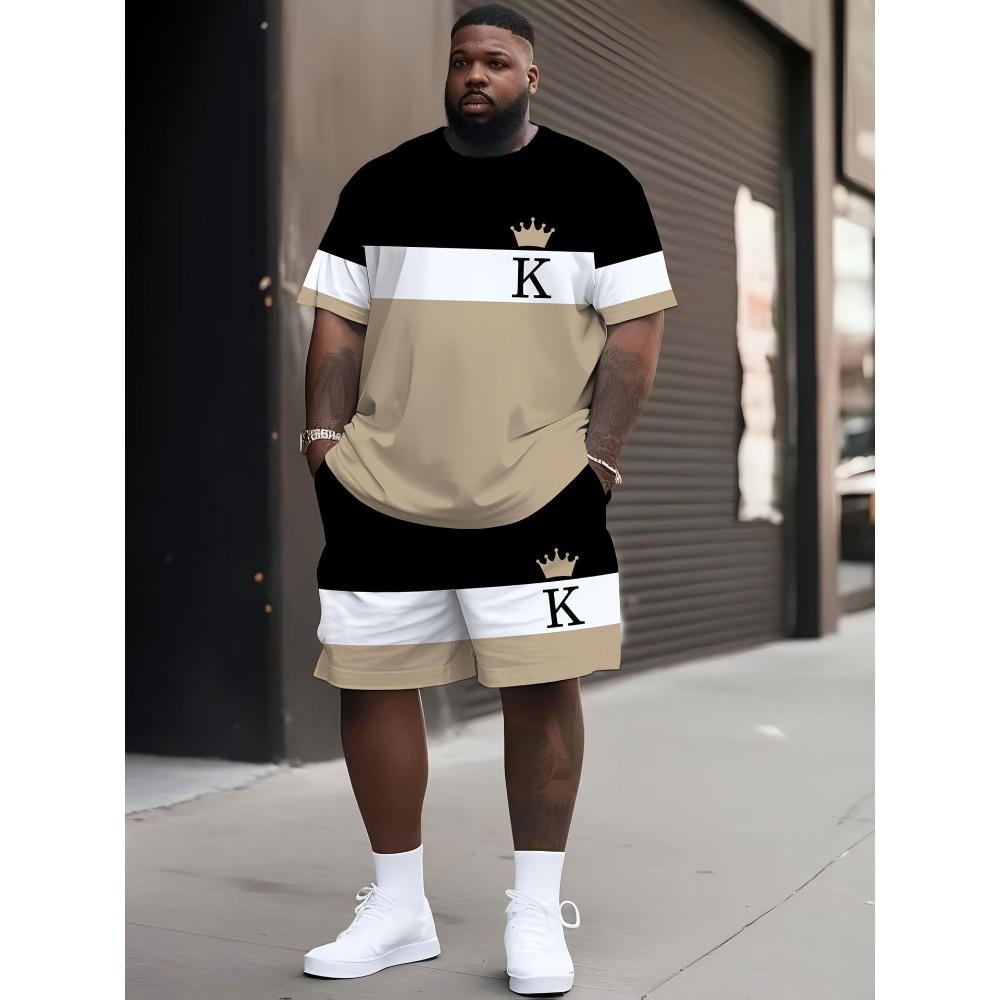 Set Estivo Sportivo da Uomo con Maglietta a Maniche Corte e Pantaloncini Taglie Forti T-shirt Pantaloncini Set da 2 Pezzi Ampio Oversize Traspirante Morbido Maniche Corte Abbigliamento Sportivo
