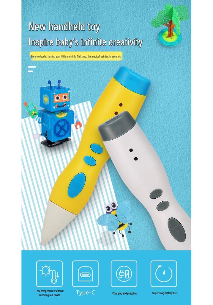 Rechargeable Low Temperature 3D Printing Pen for Kids - 1100mAh PCL Children's Day Gift