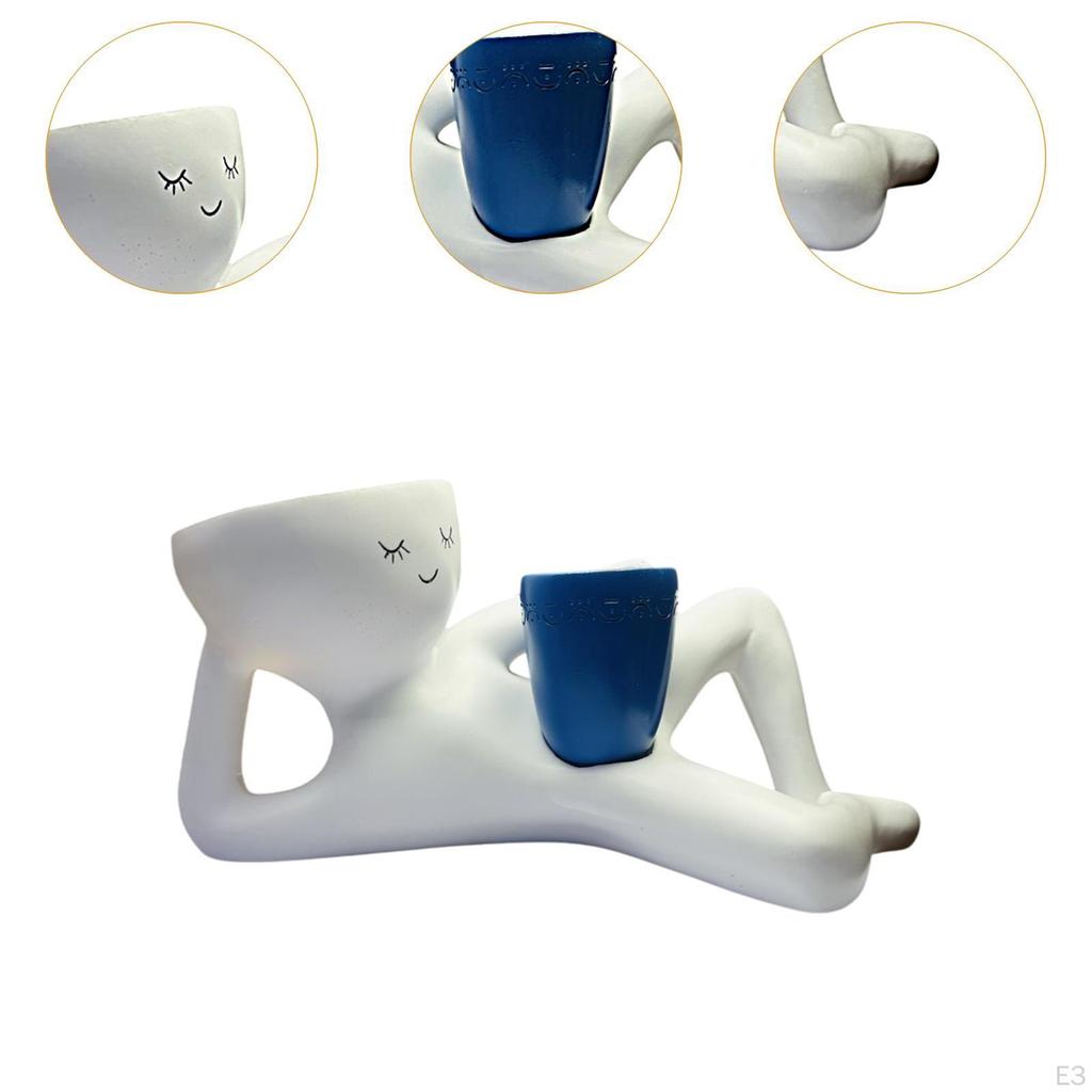 Lazy Guy Planter Ornament Creative Centerpiece Practical Plant Container Resin Flower Pot for Indoor