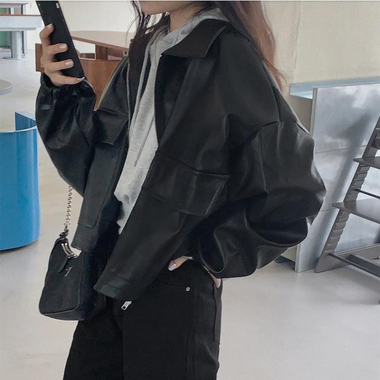 Women's Petite Hong Kong Style Collar Zip-Up Baseball Jacket - Versatile, Trendy Top for Spring and Autumn