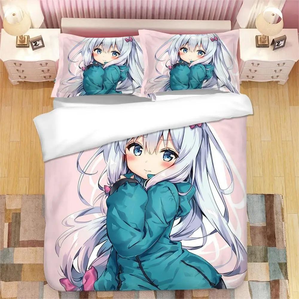 Anime Girl Izumi Sagiri 3D Printed Bedding Set King Duvet Cover Pillow Case Comforter Cover Bedclothes Bed Linens Home Textiles
