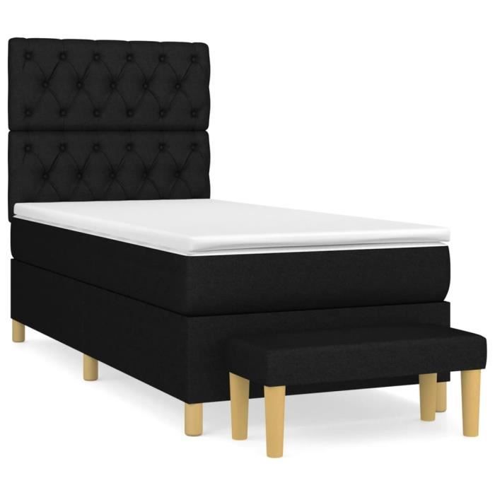 3137351 vidaXL Bed with Divan Base and Mattress Black 80x200 Cm Fabric