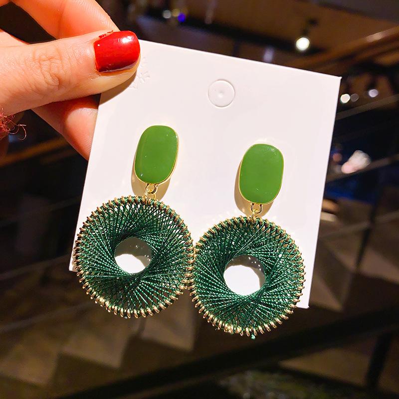 

Универсальные Новые Серьги-капли Масло Прямоугольные Толстые Плетеные Круглые Серьги Преувеличенные Серьги Серьги