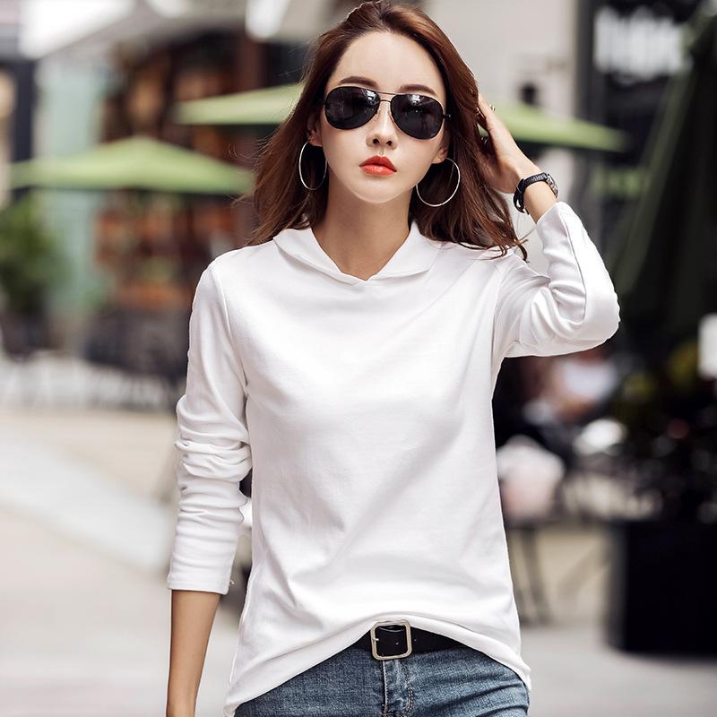 

Женская футболка с длинными рукавами 3XL, женская утягивающая весенняя новая универсальная однотонная рубашка в корейском стиле, верхняя футболка XXL белый