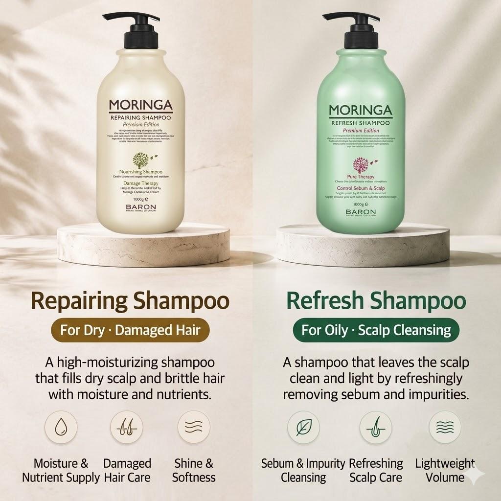 [Baron] Moringa Reparierendes / Erfrischendes Shampoo, Die Rose / Kirschblüte Limitierte Edition (1.000g) 1L
