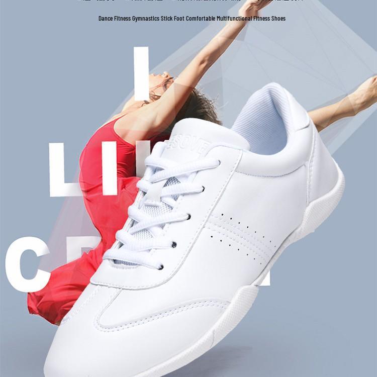 Aerobic-Wettkampfschuhe für Kinder & Erwachsene - Weiche Sohle, Square Dance, Cheerleading-Training, Weiß